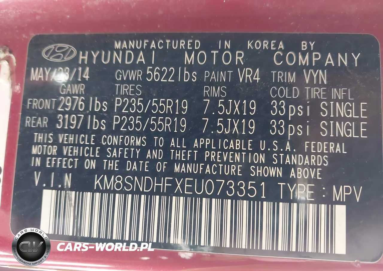 2014 Hyundai Santa Fe Gls VIN:KM8SNDHFXEU073351 - 9