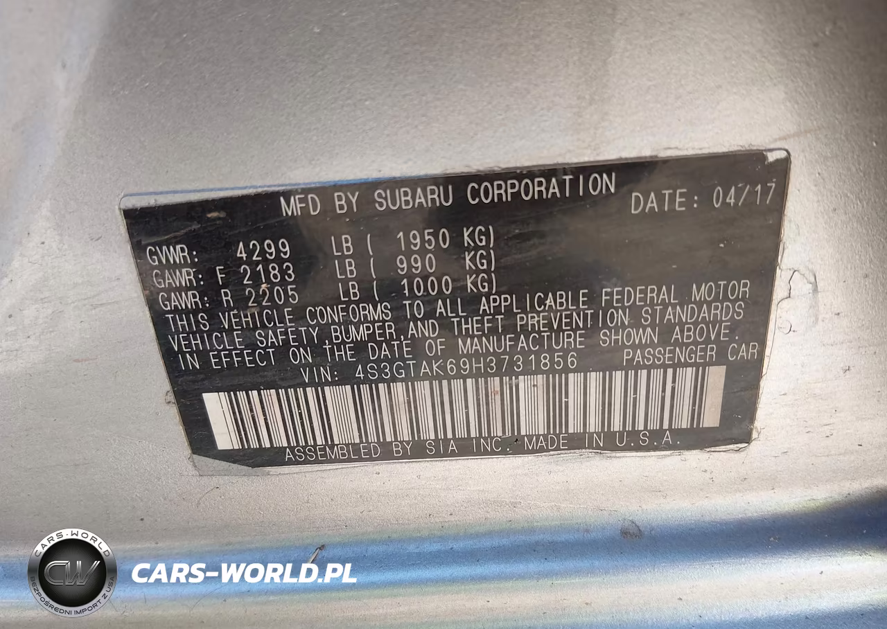 2017 Subaru Impreza 2.0I Sport VIN:4S3GTAK69H3731856 - 9