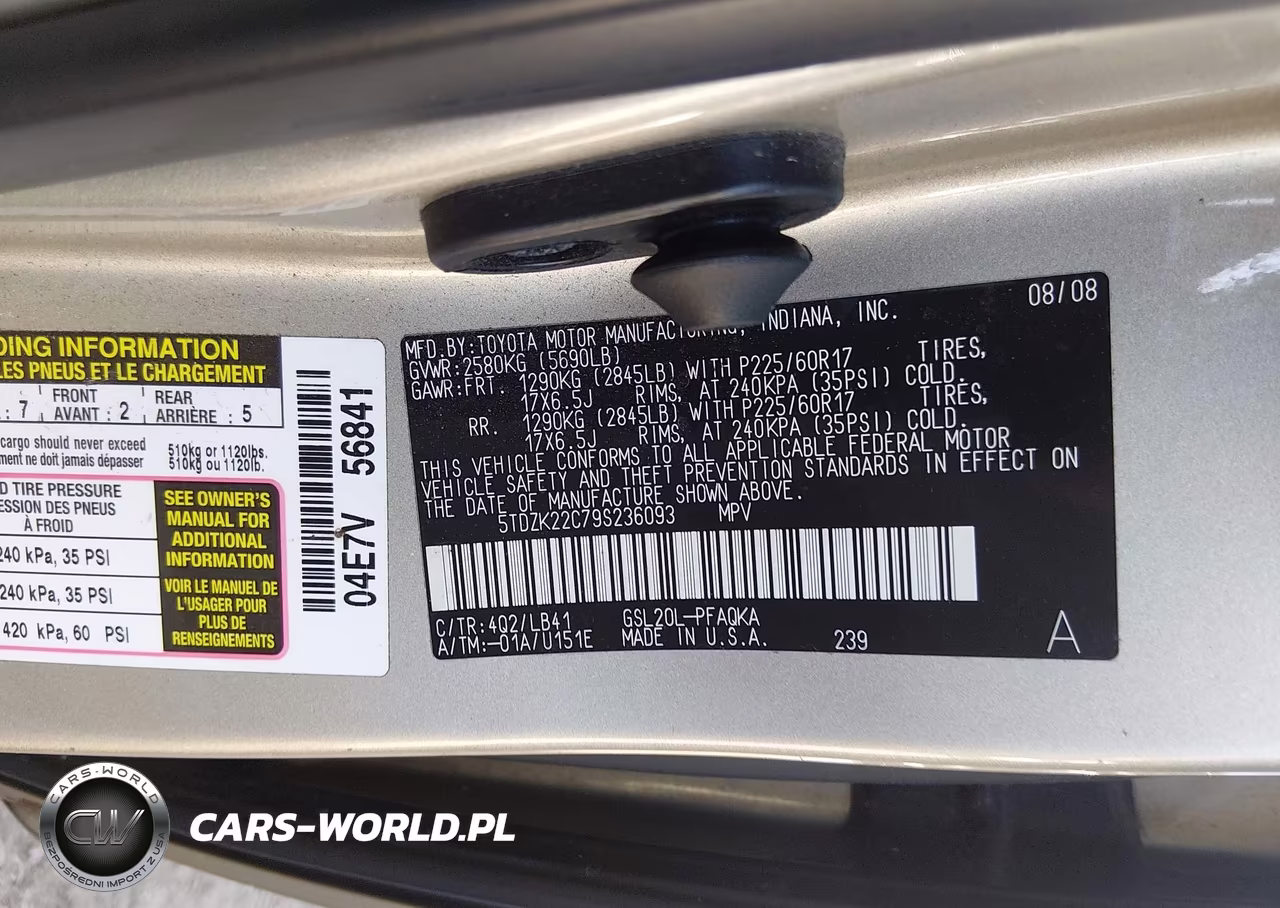 2009 Toyota Sienna Xle VIN:5TDZK22C79S236093 - 9