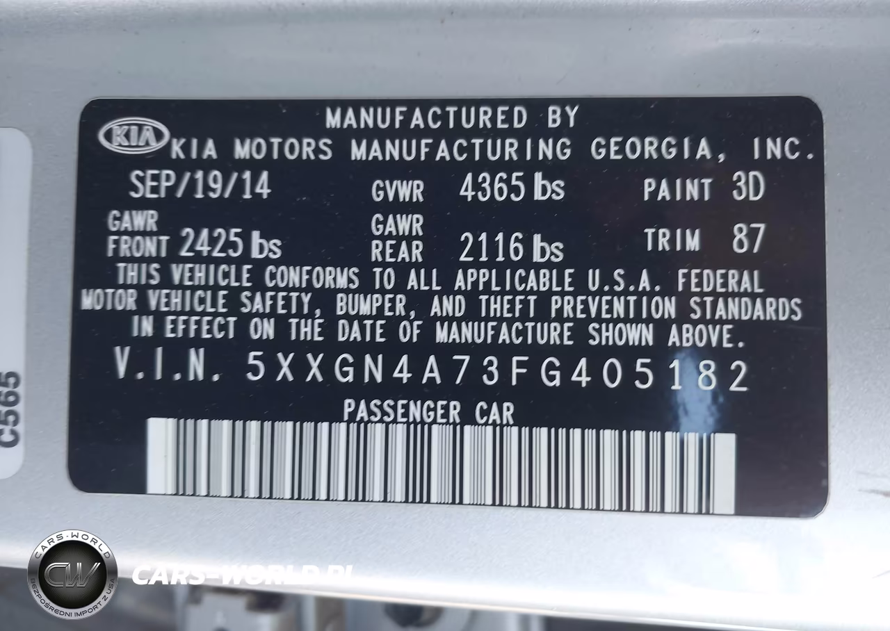 2015 Kia Optima Ex VIN:5XXGN4A73FG405182 - 9