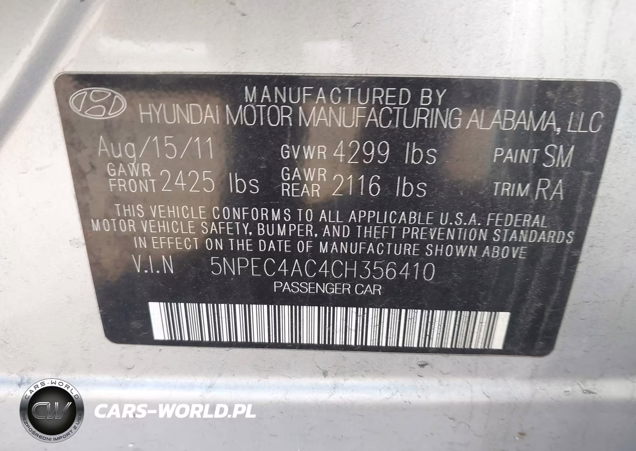 2012 Hyundai Sonata Limited VIN:5NPEC4AC4CH356410 - 9