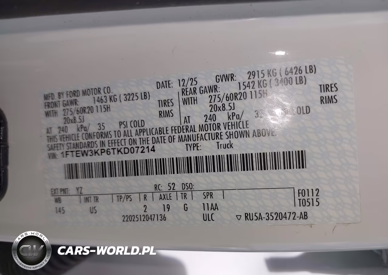 2026 Ford F150 Xlt VIN:1FTEW3KP6TKD07214 - 9