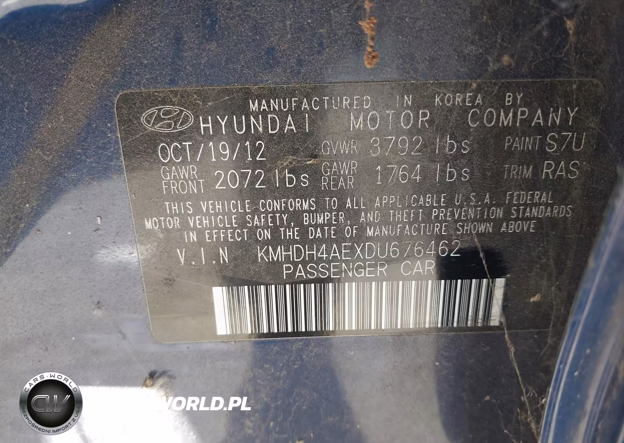 2013 Hyundai Elantra Limited VIN:KMHDH4AEXDU676462 - 9