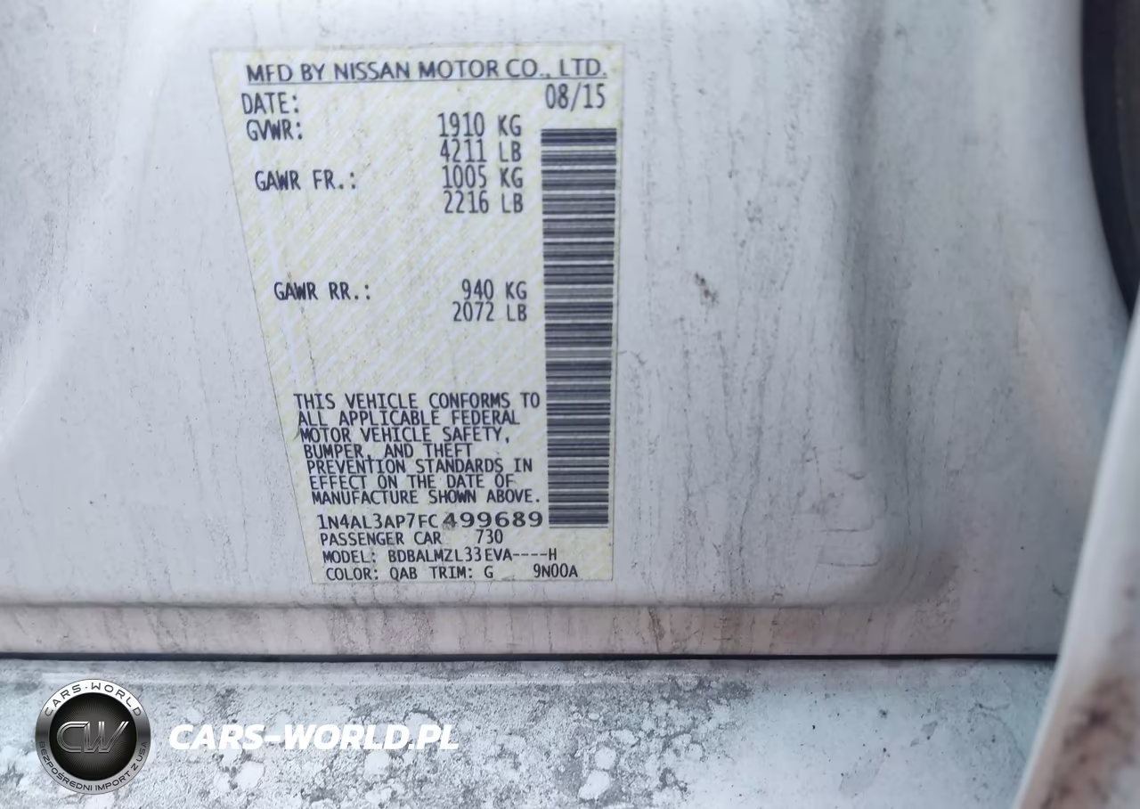 2015 Nissan Altima 2.5 Sv VIN:1N4AL3AP7FC499689 - 9
