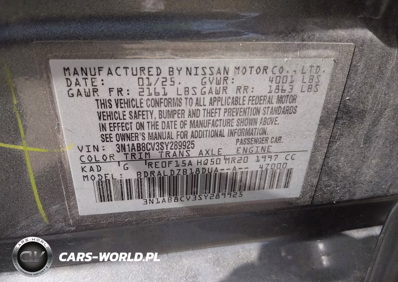2025 Nissan Sentra Sv VIN:3N1AB8CV3SY289925 - 9