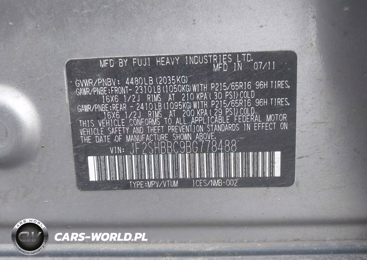 2011 Subaru Forester 2.5X VIN:JF2SHBBC9BG778488 - 9