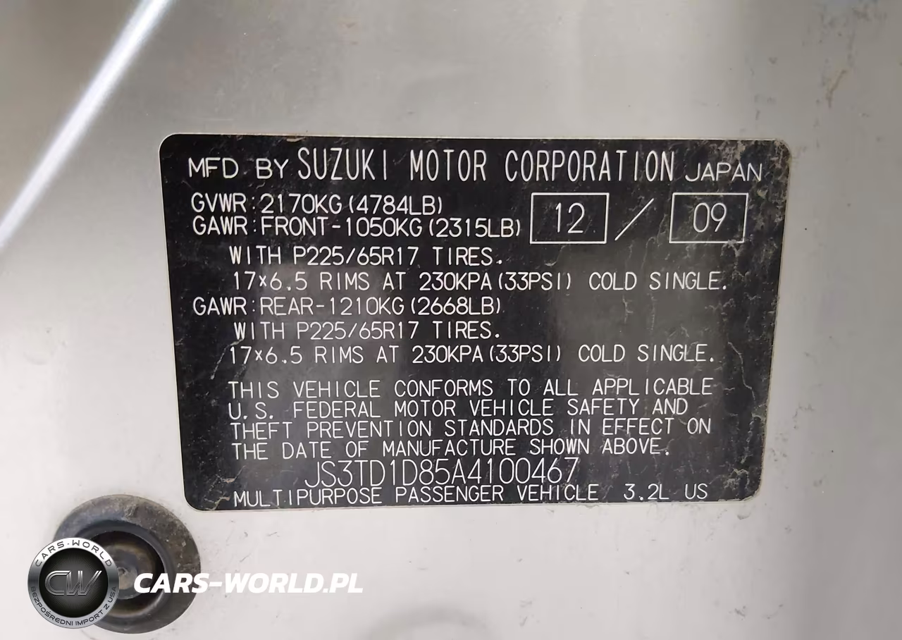2010 Suzuki Grand Vitara Xsport V6 VIN:JS3TD1D85A4100467 - 9
