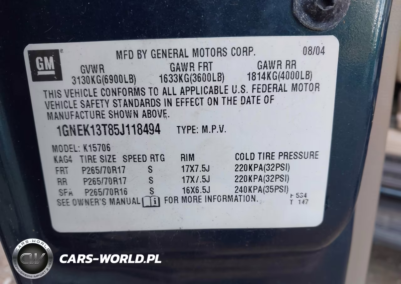 2005 Chevrolet Tahoe Lt VIN:1GNEK13T85J118494 - 9