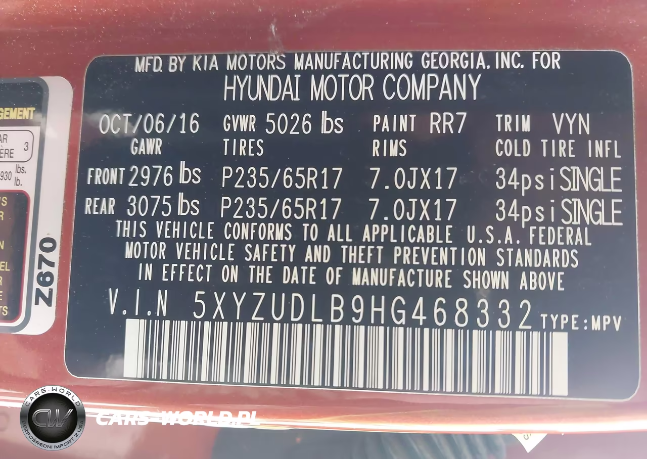 2017 Hyundai Santa Fe Sport 2.4L VIN:5XYZUDLB9HG468332 - 9