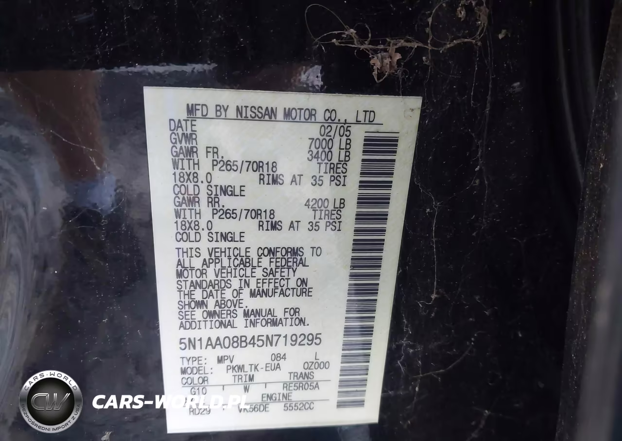2005 Nissan Armada Se VIN:5N1AA08B45N719295 - 9