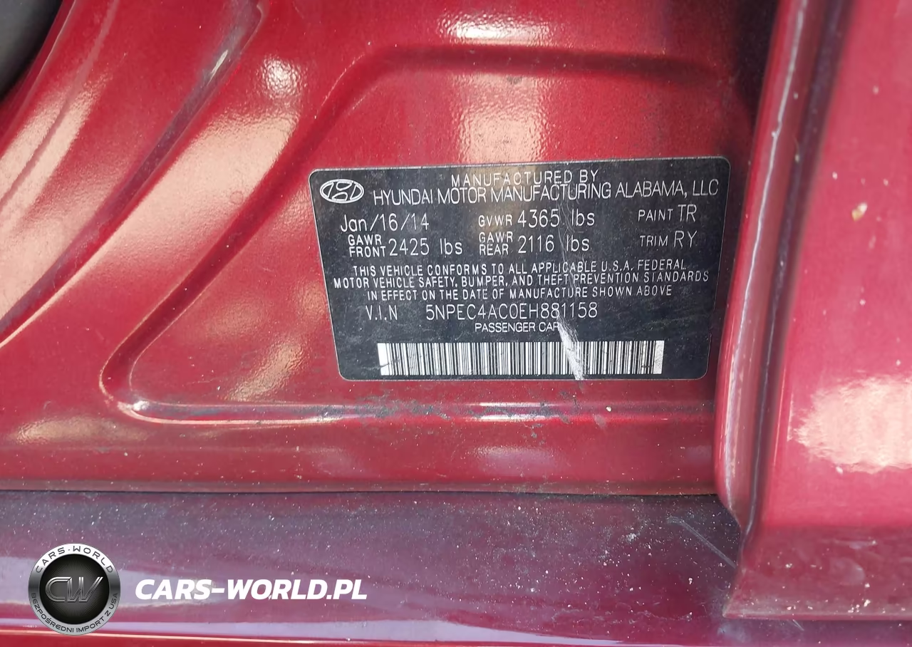 2014 Hyundai Sonata Se VIN:5NPEC4AC0EH881158 - 9