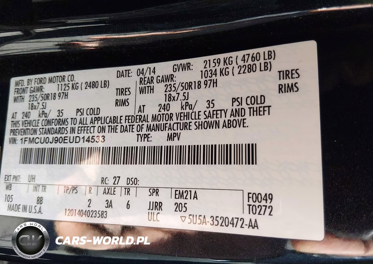 2014 Ford Escape Titanium VIN:1FMCU0J90EUD14533 - 9