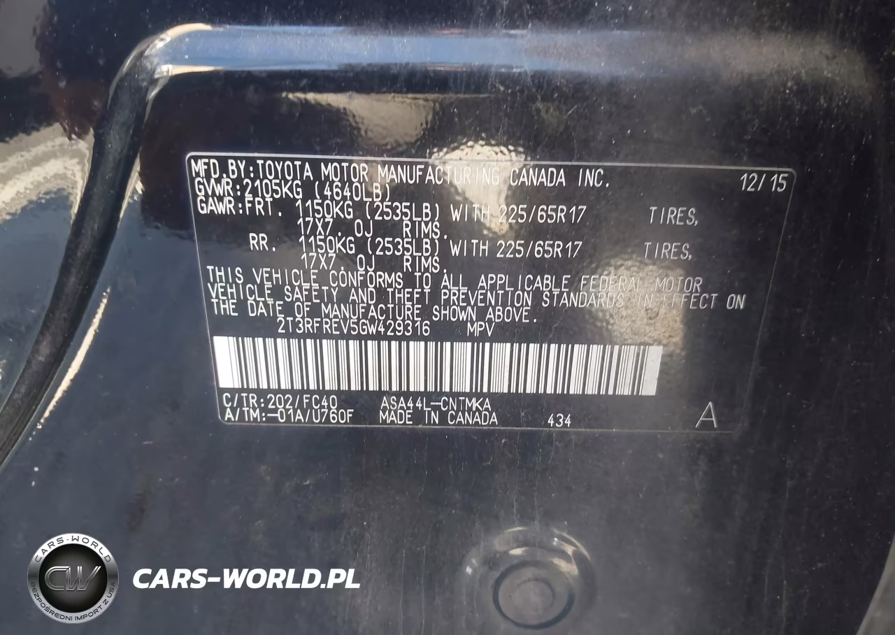 2016 Toyota Rav4 Xle VIN:2T3RFREV5GW429316 - 9