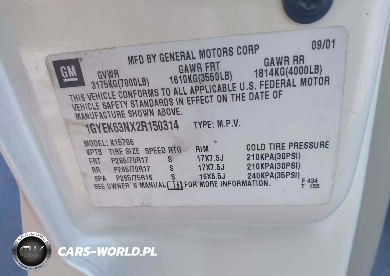 2002 Cadillac Escalade Standard VIN:1GYEK63NX2R150314 - 9
