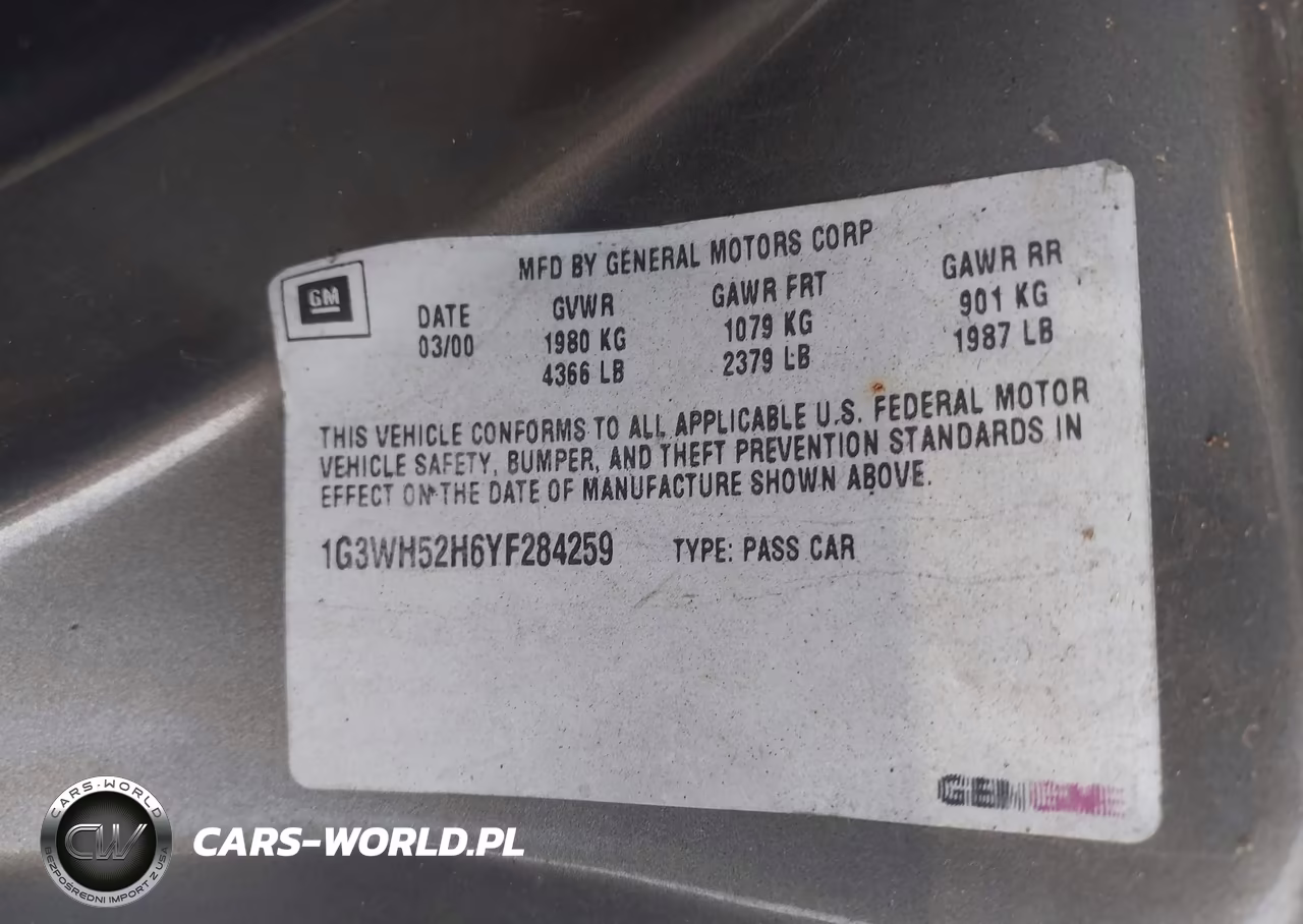 2000 Oldsmobile Intrigue Gx VIN:1G3WH52H6YF284259 - 9