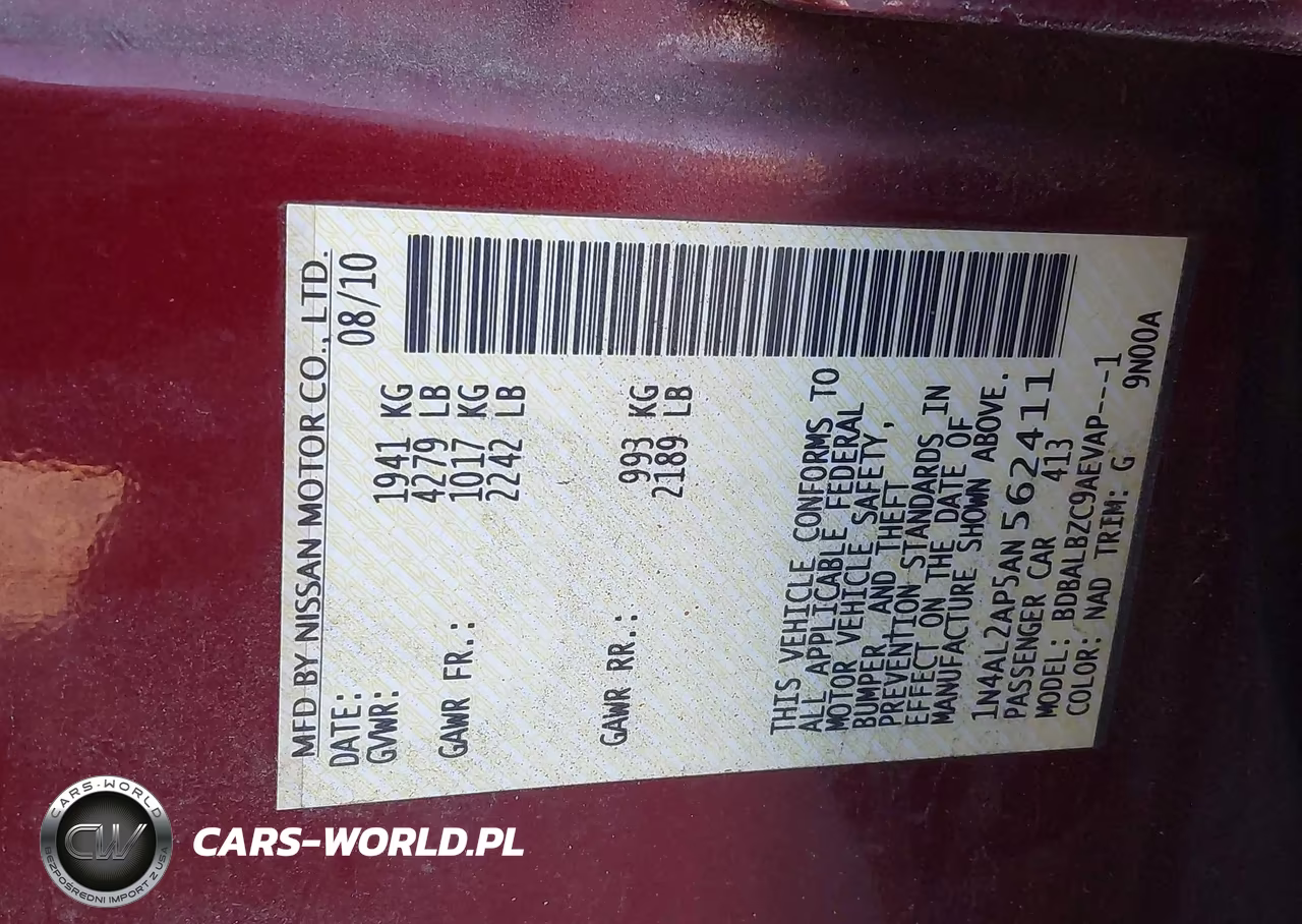 2010 Nissan Altima 2.5 S VIN:1N4AL2AP5AN562411 - 9