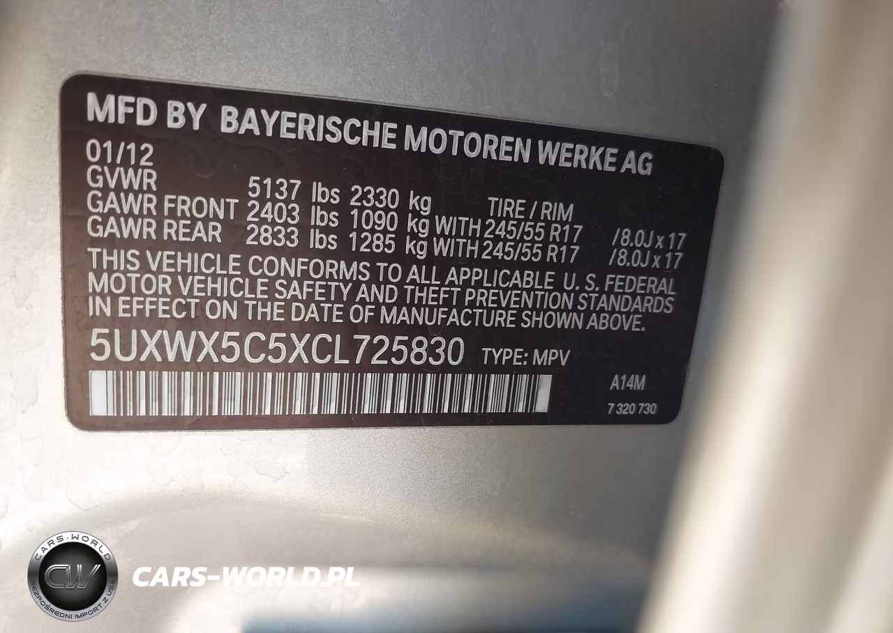 2012 BMW X3 xDrive28I VIN:5UXWX5C5XCL725830 - 9