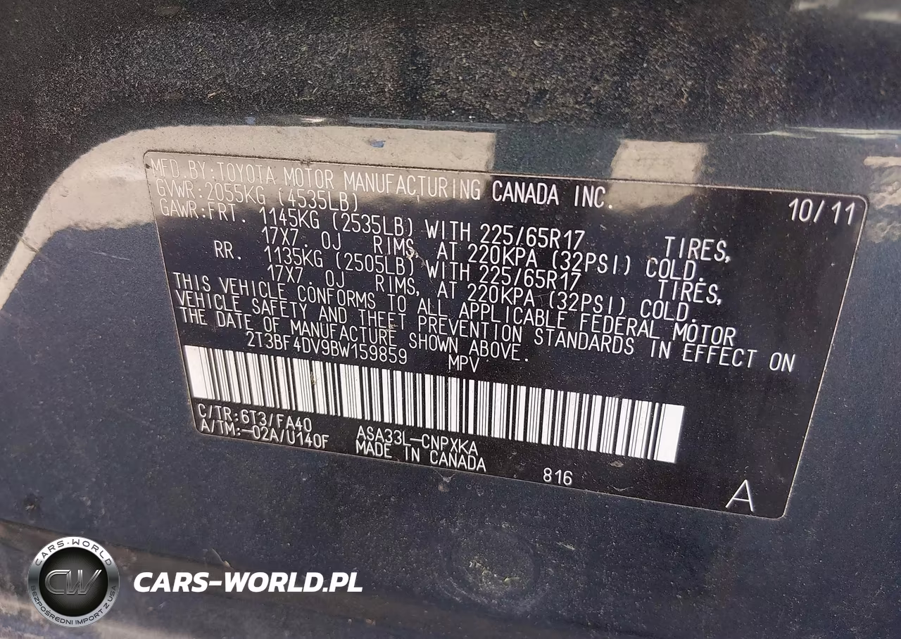 2011 Toyota Rav4 VIN:2T3BF4DV9BW159859 - 9