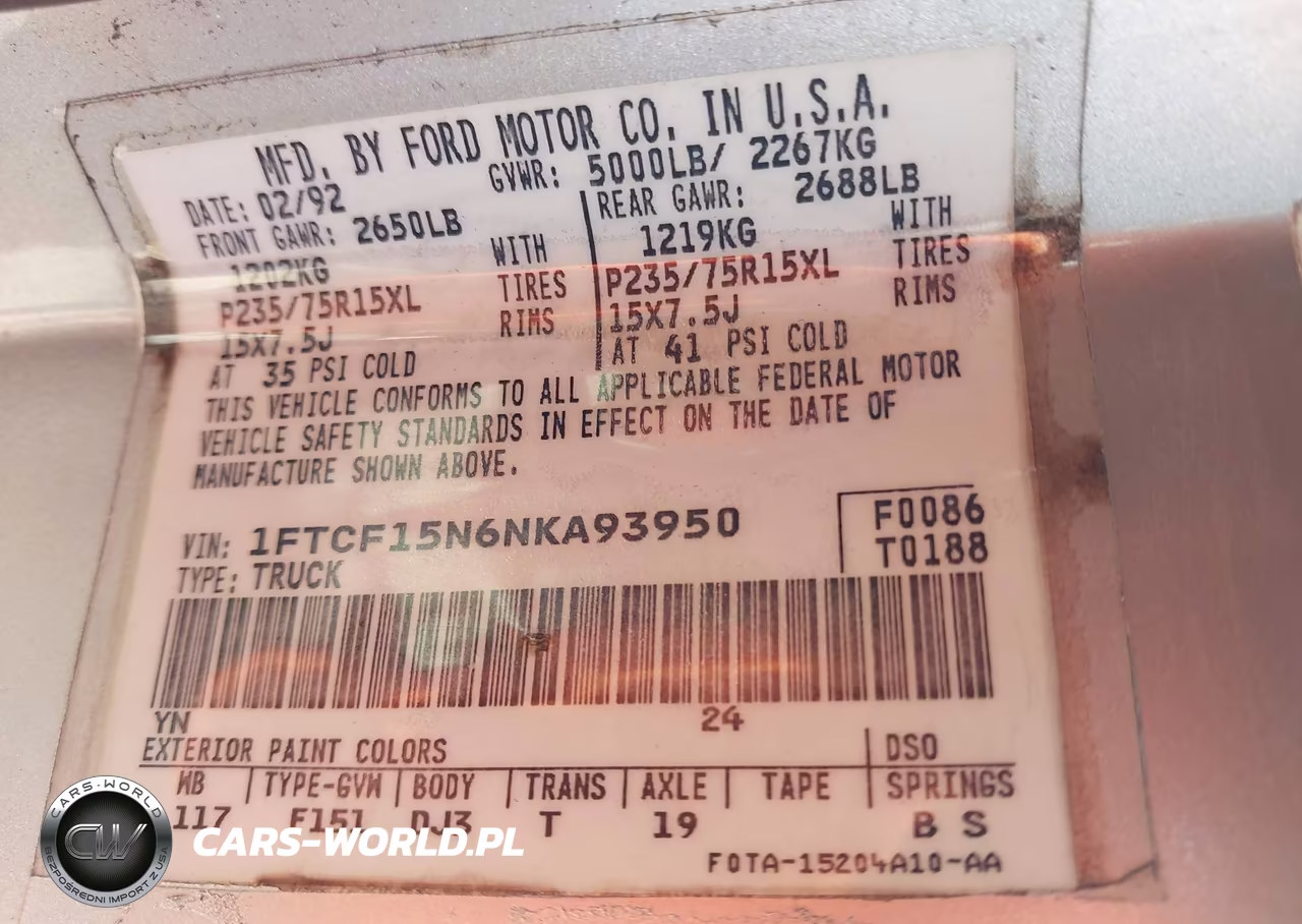 1992 Ford F150 VIN:1FTCF15N6NKA93950 - 9