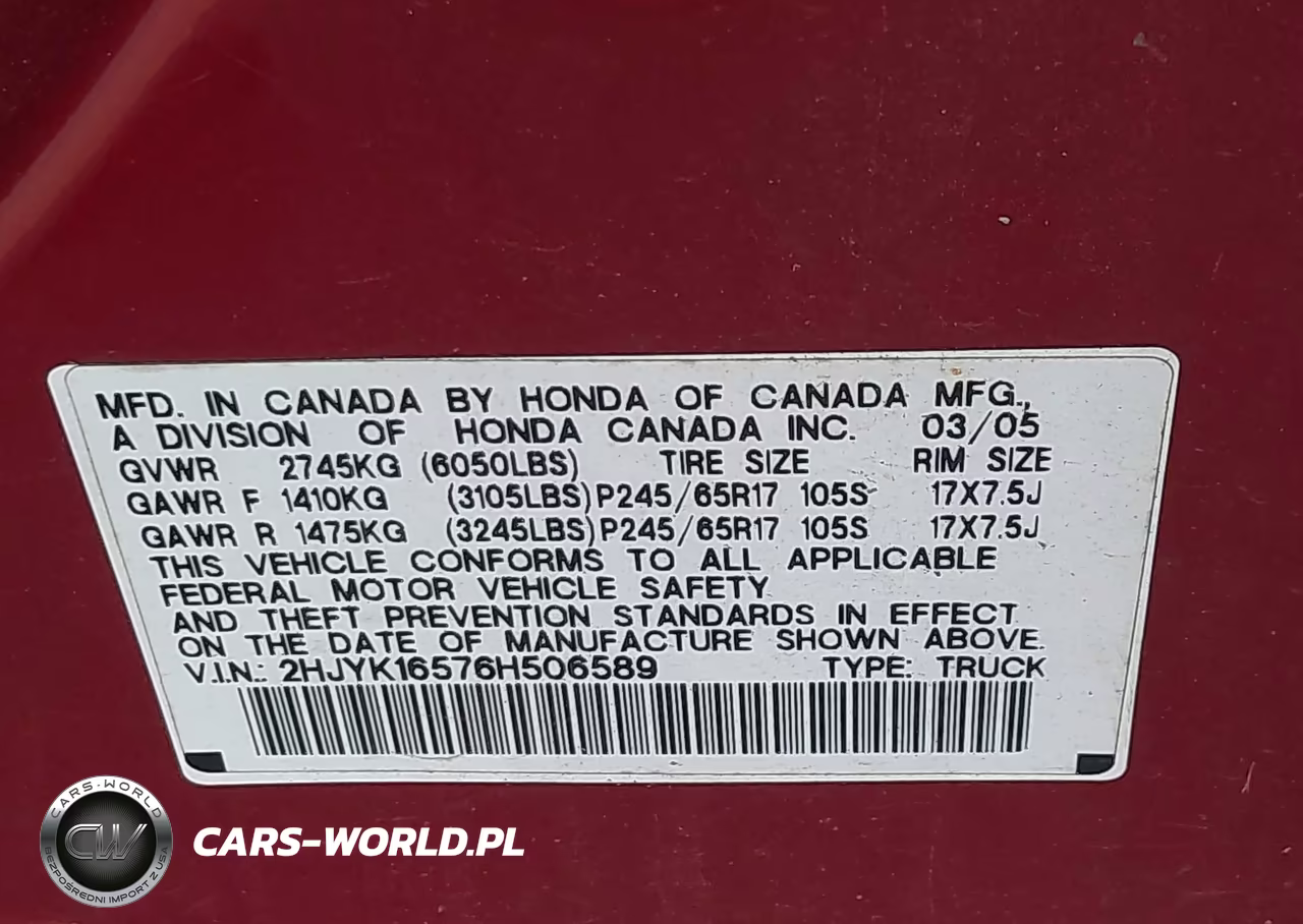 2006 Honda Ridgeline Rtl VIN:2HJYK16576H506589 - 9
