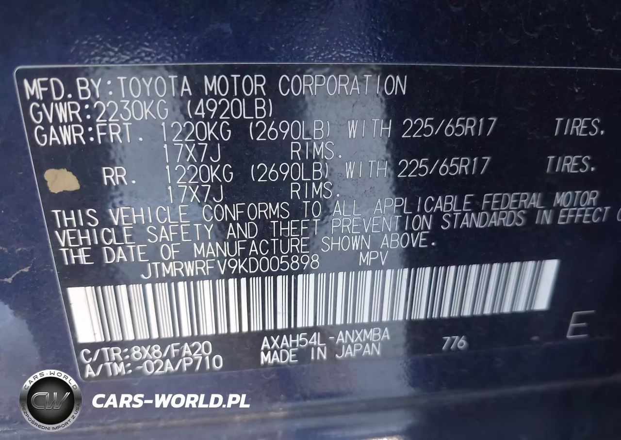 2019 Toyota Rav4 Hybrid Xle VIN:JTMRWRFV9KD005898 - 9