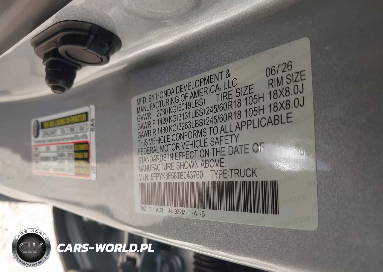 2026 Honda Ridgeline Rtl VIN:5FPYK3F58TB043760 - 9