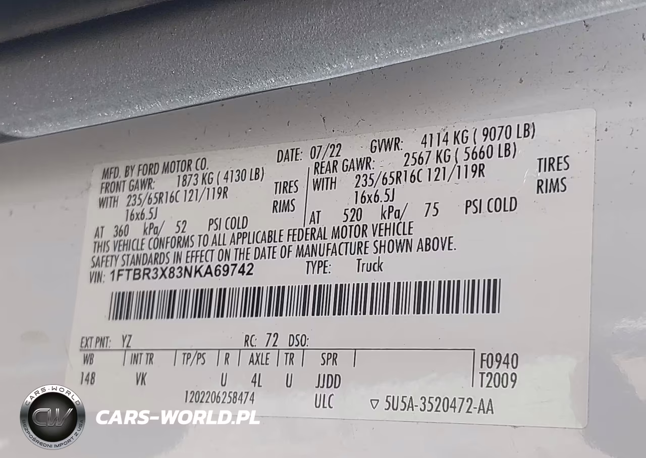 2022 Ford Transit-250 Cargo Van VIN:1FTBR3X83NKA69742 - 9