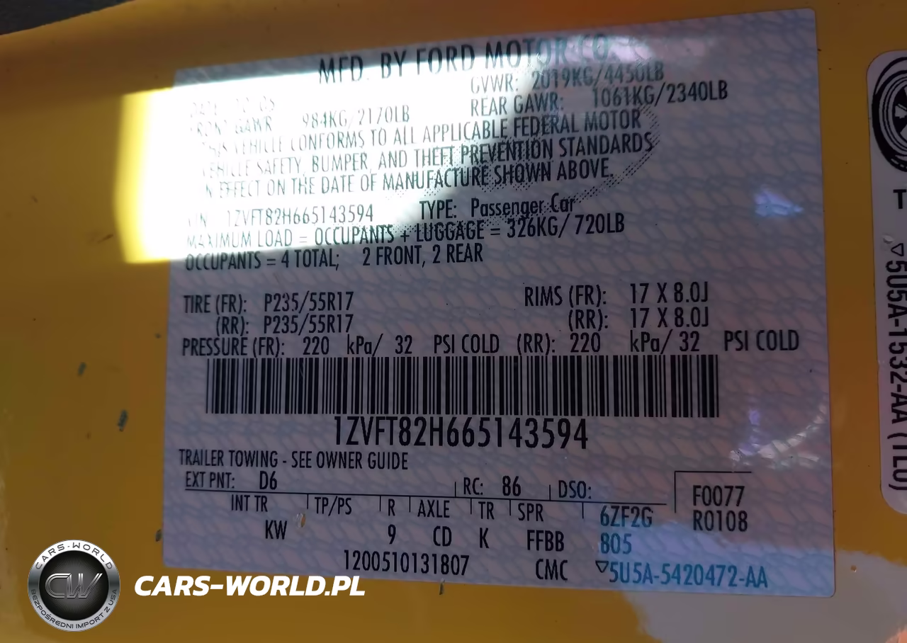 2006 Ford Mustang Gt VIN:1ZVFT82H665143594 - 9