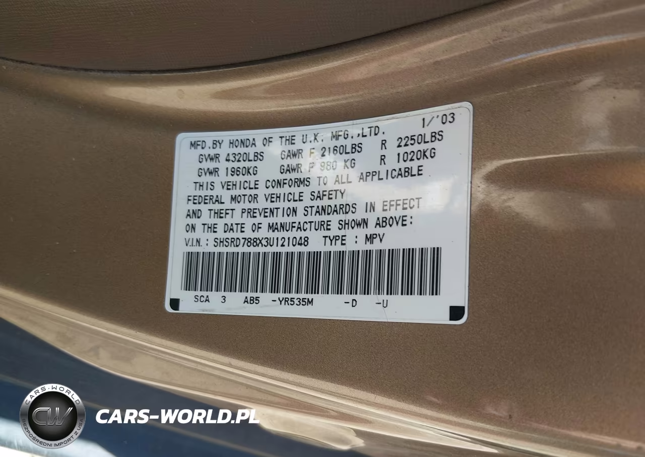 2003 Honda Cr-V Ex VIN:SHSRD788X3U121048 - 9