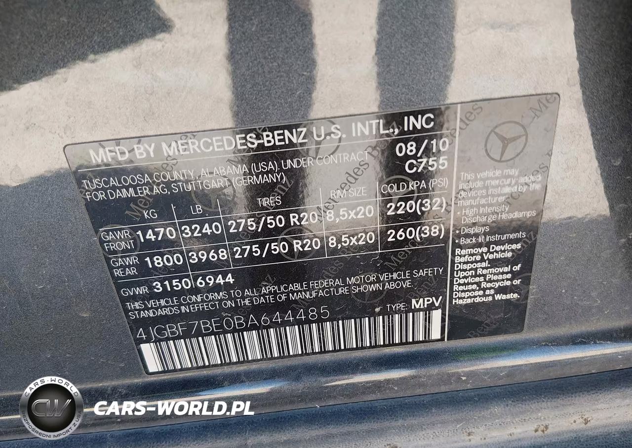 2011 Mercedes-Benz Gl 450 4Matic VIN:4JGBF7BE0BA644485 - 9