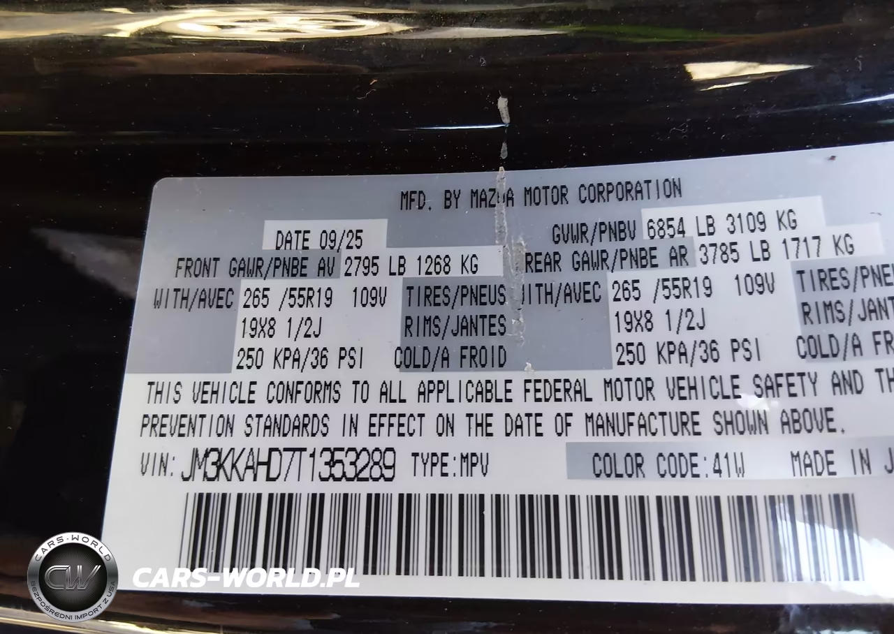 2026 Mazda Cx-90 3.3 Turbo Select VIN:JM3KKAHD7T1353289 - 9