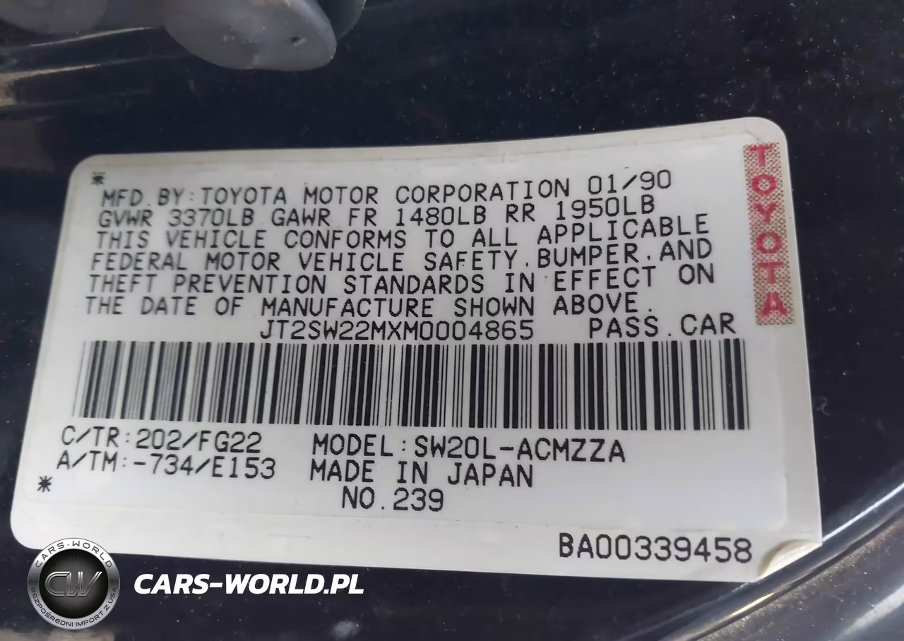 1991 Toyota Mr2 VIN:JT2SW22MXM0004865 - 9