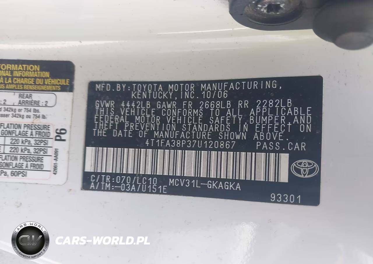 2007 Toyota Camry Solara Sle VIN:4T1FA38P37U120867 - 9