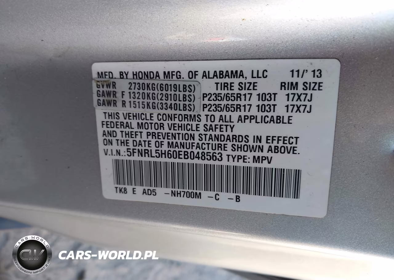 2014 Honda Odyssey Ex-L VIN:5FNRL5H60EB048563 - 9