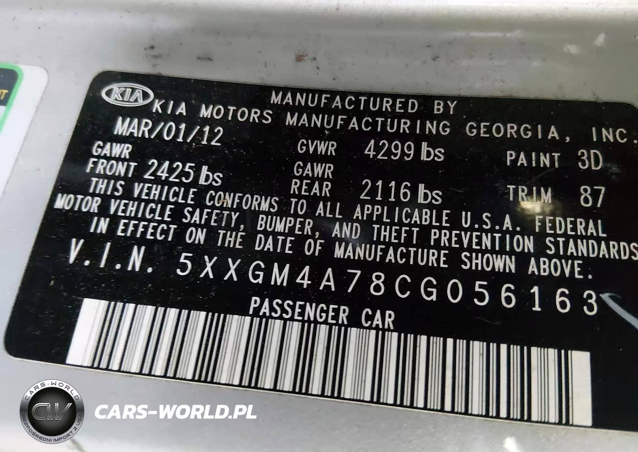 2012 Kia Optima Lx VIN:5XXGM4A78CG056163 - 9
