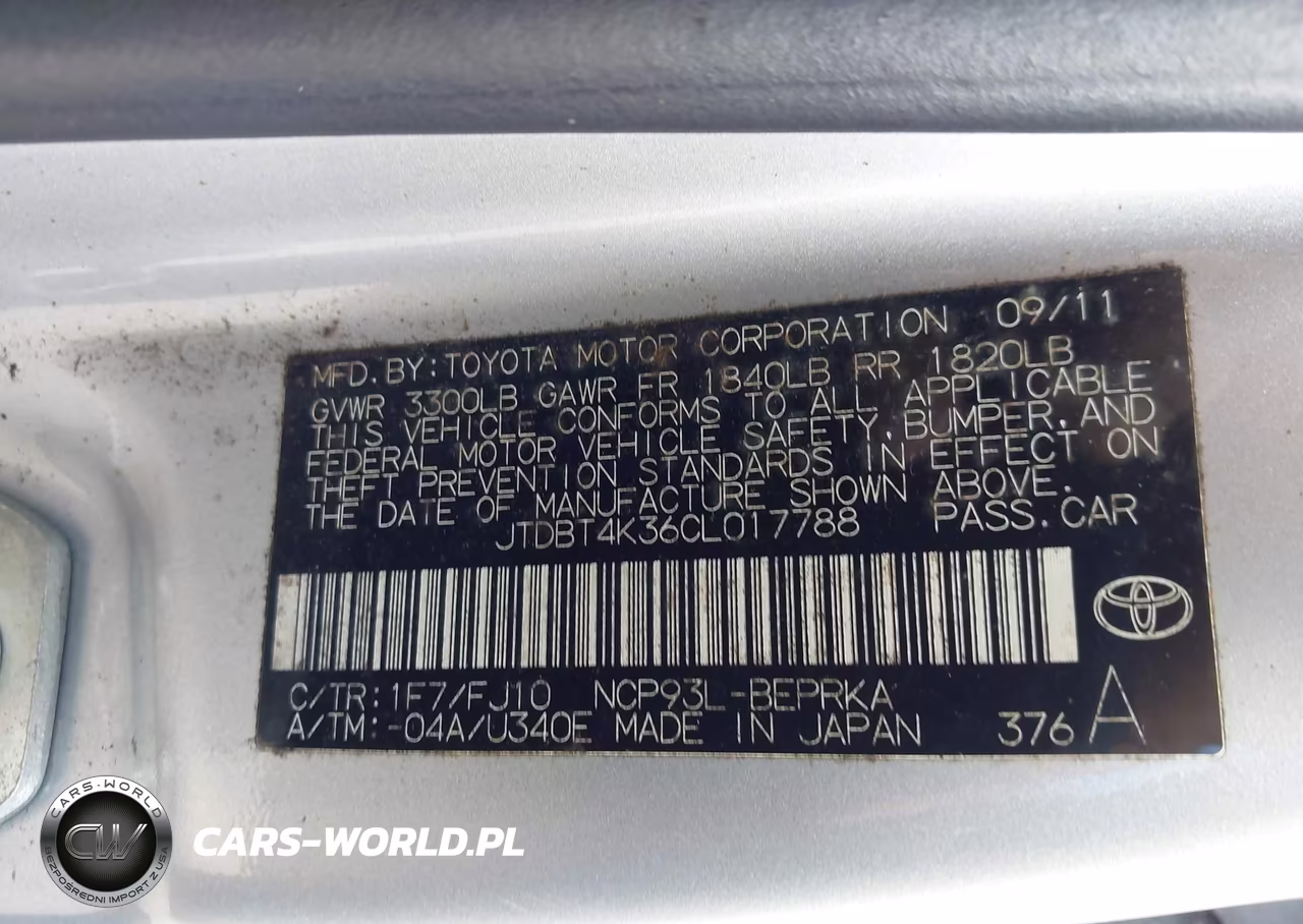 2012 Toyota Yaris VIN:JTDBT4K36CL017788 - 9