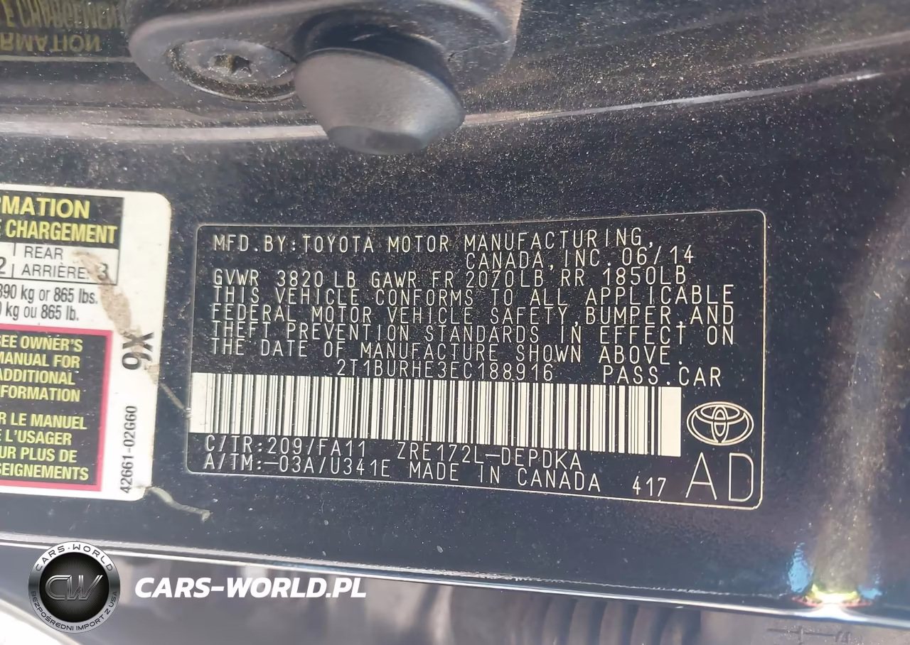 2014 Toyota Corolla L VIN:2T1BURHE3EC188916 - 9