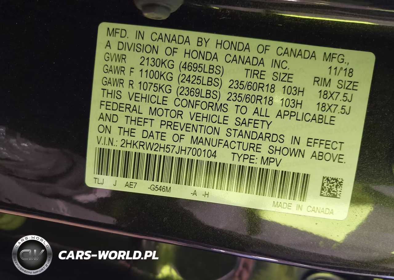 2018 Honda Cr-V Ex VIN:2HKRW2H57JH700104 - 9