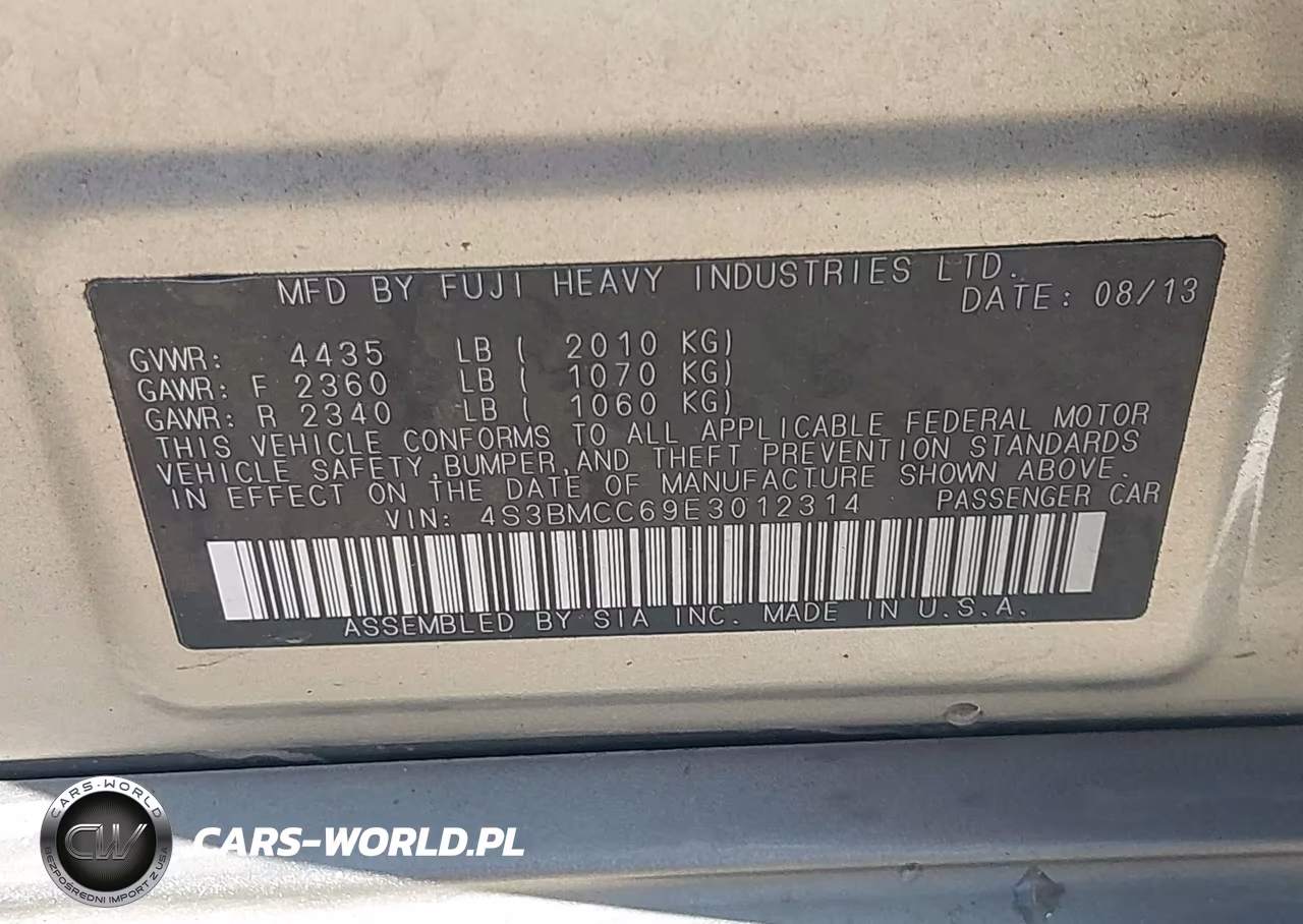 2014 Subaru Legacy 2.5I Premium VIN:4S3BMCC69E3012314 - 9