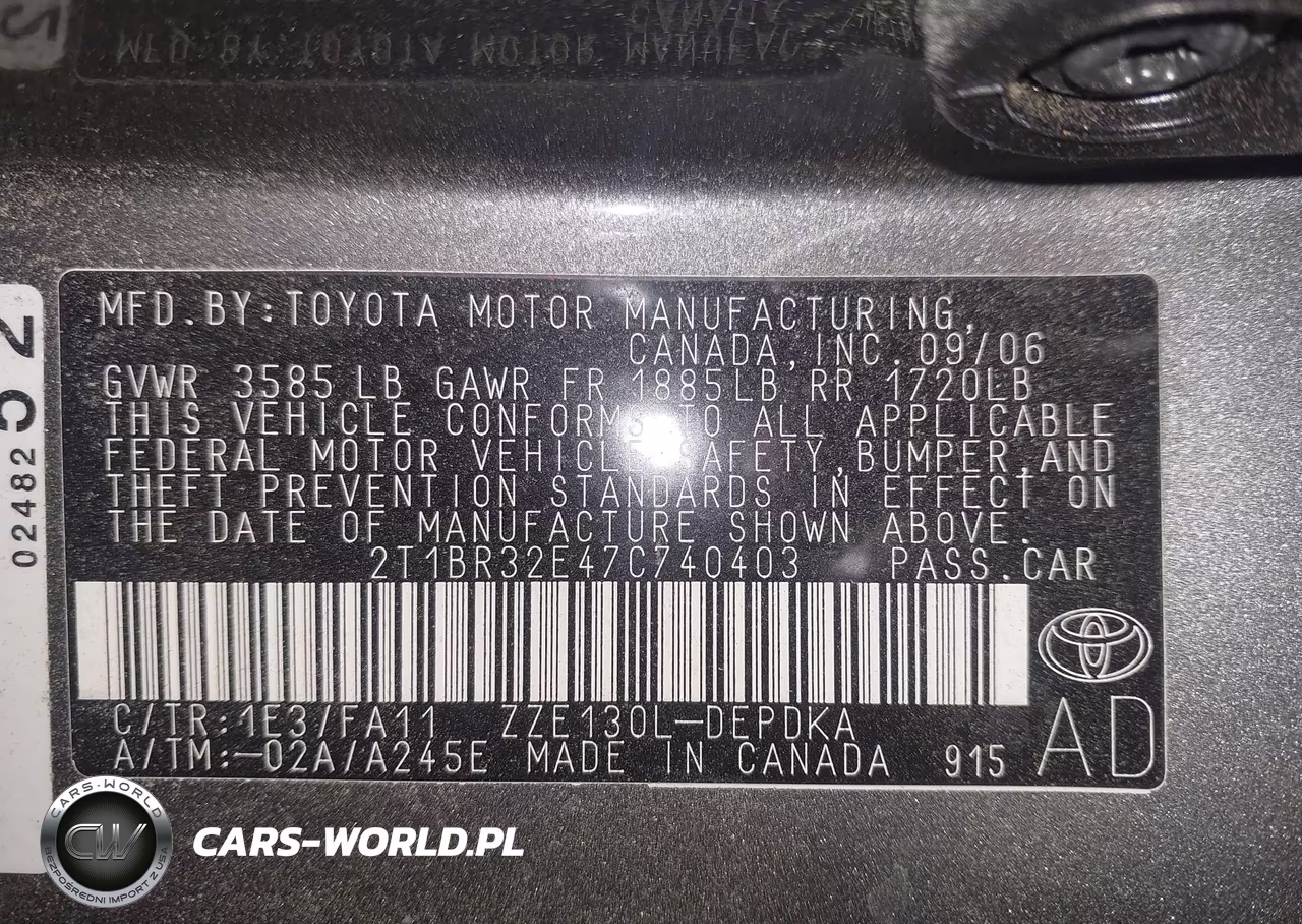 2007 Toyota Corolla Ce VIN:2T1BR32E47C740403 - 9