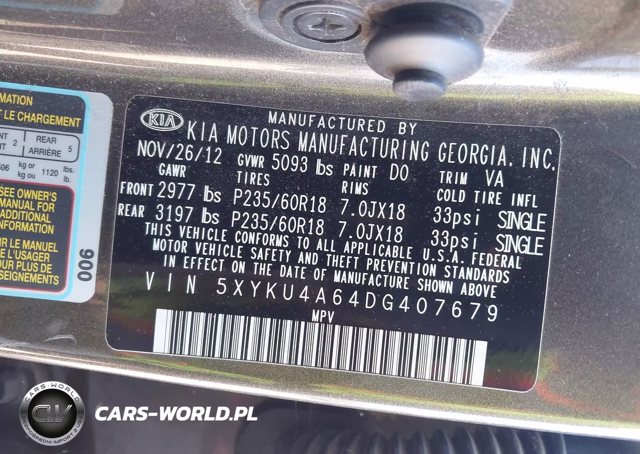 2013 Kia Sorento Ex VIN:5XYKU4A64DG407679 - 9
