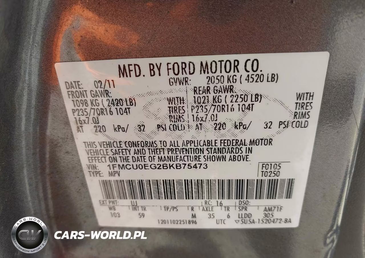 2011 Ford Escape Limited VIN:1FMCU0EG2BKB75473 - 9