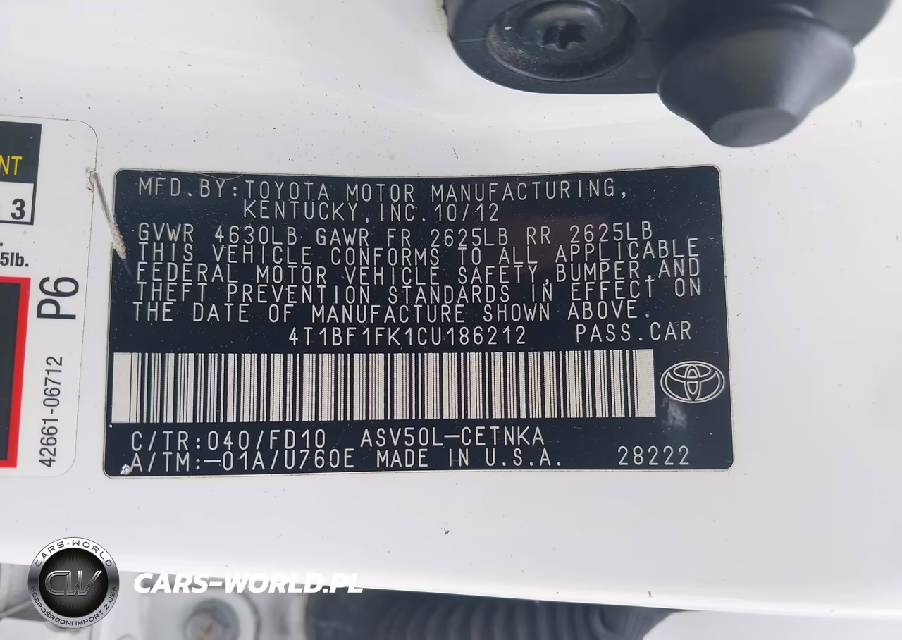 2012 Toyota Camry Le VIN:4T1BF1FK1CU186212 - 9