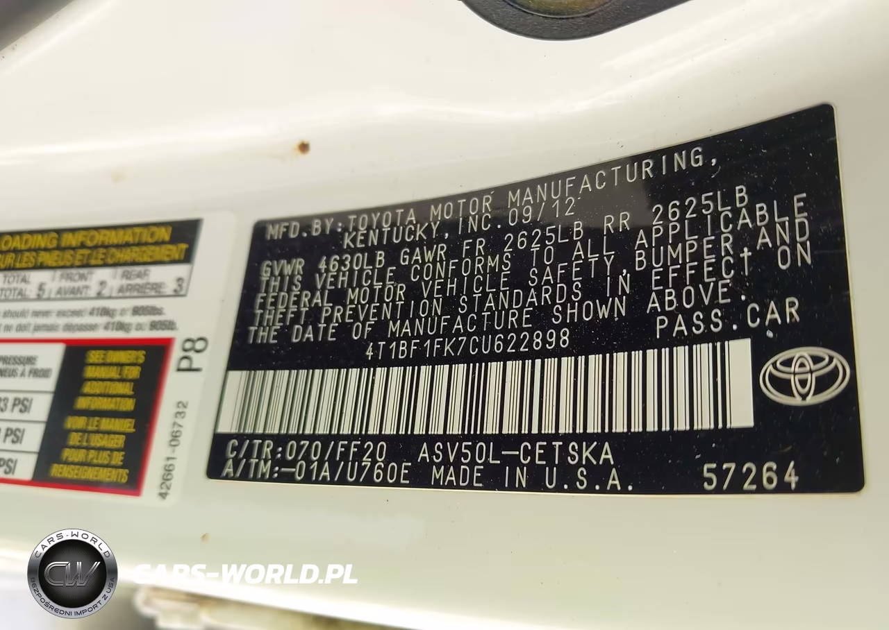 2012 Toyota Camry Se Limited Edition VIN:4T1BF1FK7CU622898 - 9
