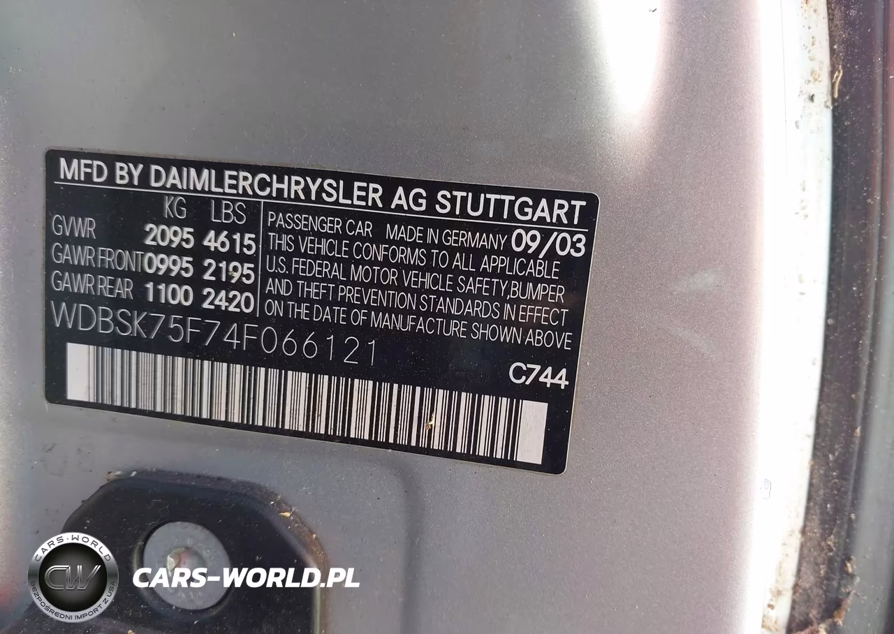 2004 Mercedes-Benz Sl 500 VIN:WDBSK75F74F066121 - 9