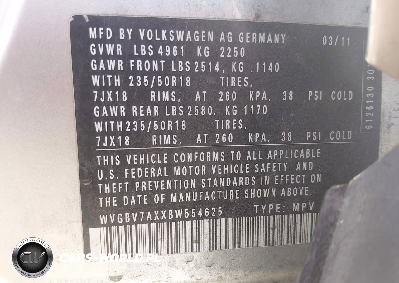 2011 Volkswagen Tiguan Sel VIN:WVGBV7AXXBW554625 - 9