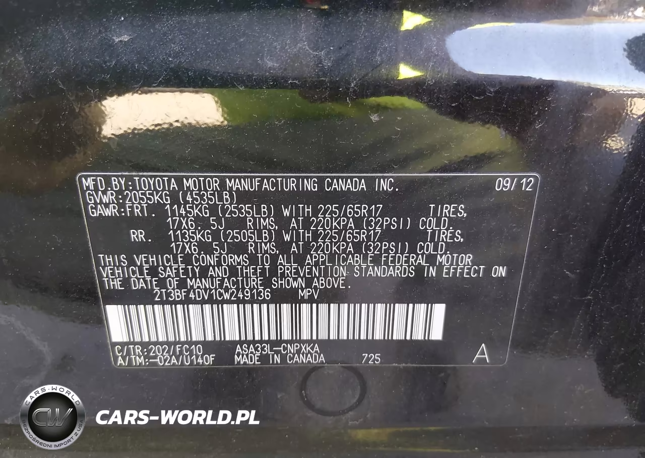 2012 Toyota Rav4 VIN:2T3BF4DV1CW249136 - 9