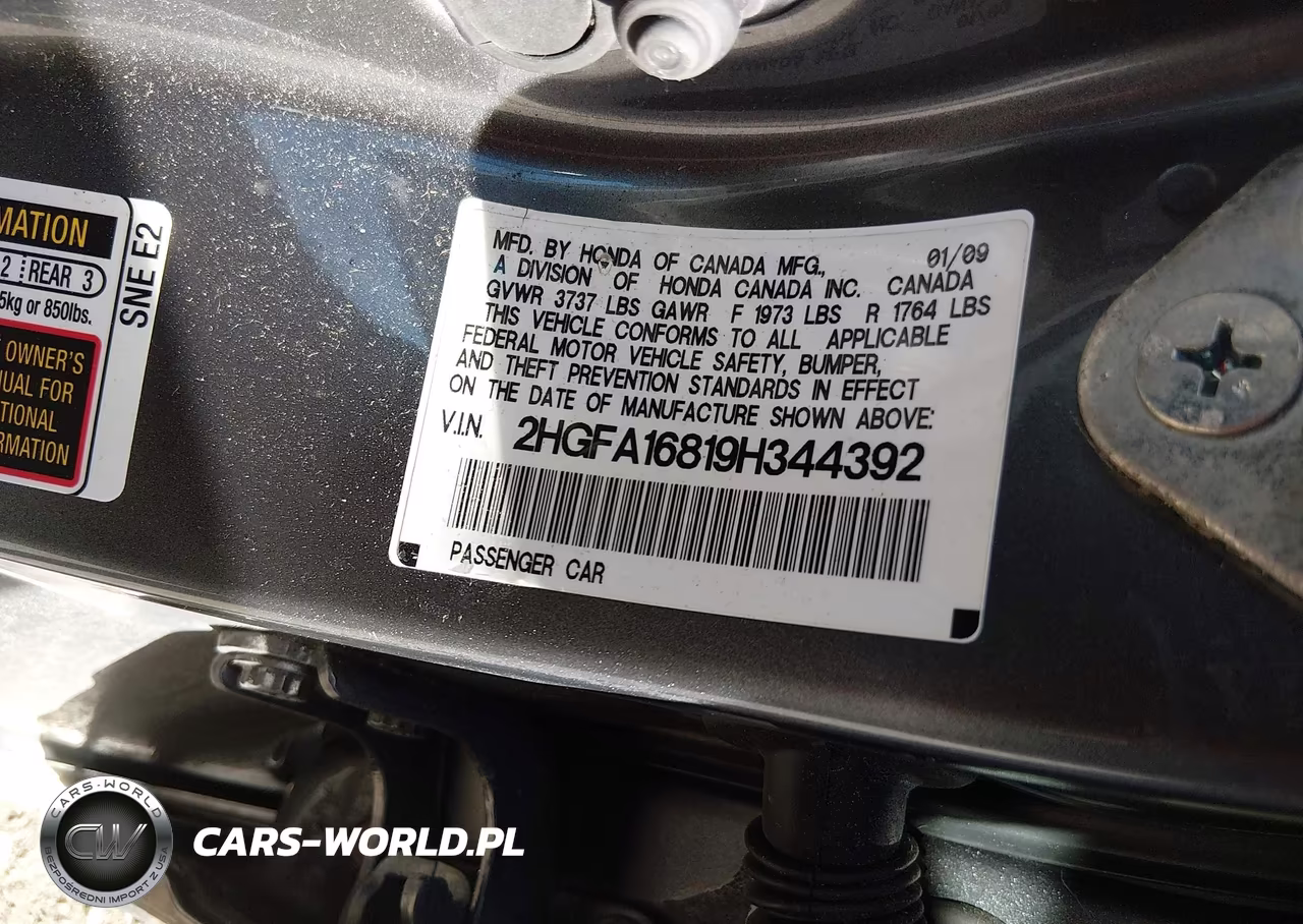 2009 Honda Civic Ex VIN:2HGFA16819H344392 - 9