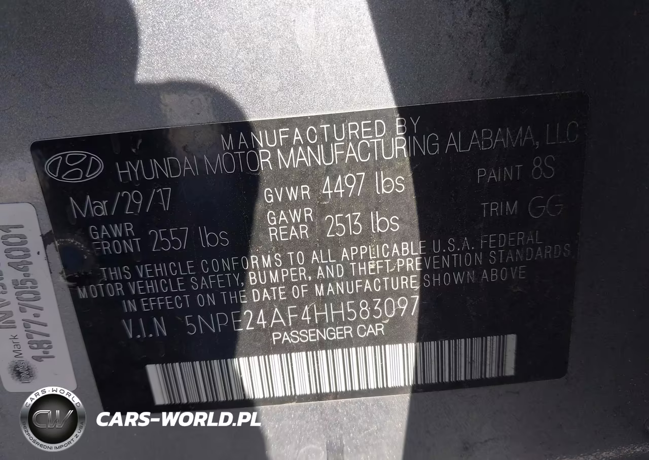 2017 Hyundai Sonata VIN:5NPE24AF4HH583097 - 9