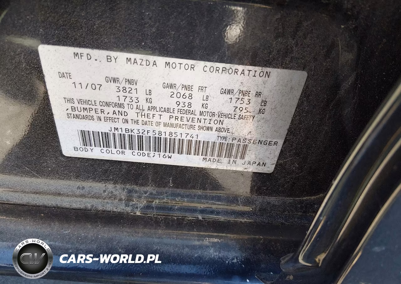 2008 Mazda Mazda3 I Sport VIN:JM1BK32F581851741 - 9